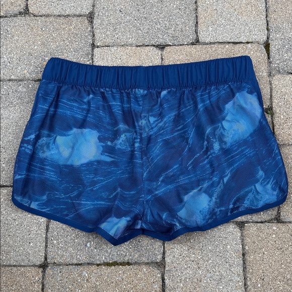 Adidas Shorts Wm Large Regular Fit 3" Blue Athletic Running Brief Drawstring - Picture 2 of 8